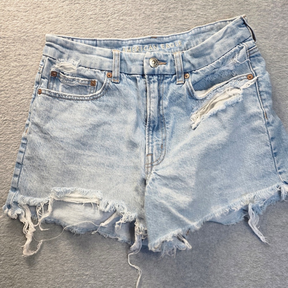 American Eagle Outfitters Light Wash Distressed Jean Shorts